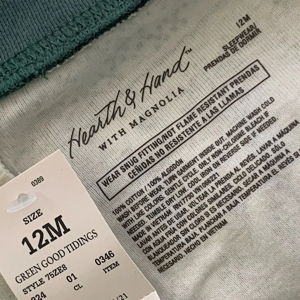 Hearth & Hand Unisex Green Good Tidings Pajamas